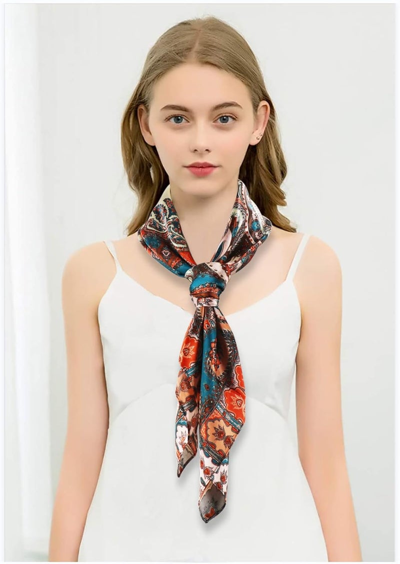 vimate 35" Square Silk Like Head Scarf - Women's Fashion Satin Scarf Bandana for Hair Wrapping at Night. - Image 3